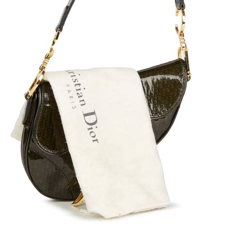 dior patent leather mini saddle bag|authentic christian Dior saddle bag.